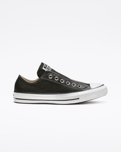 Converse Chuck Taylor All Star Leather Női Slip On Fekete/Fehér | CRETVBY-HU